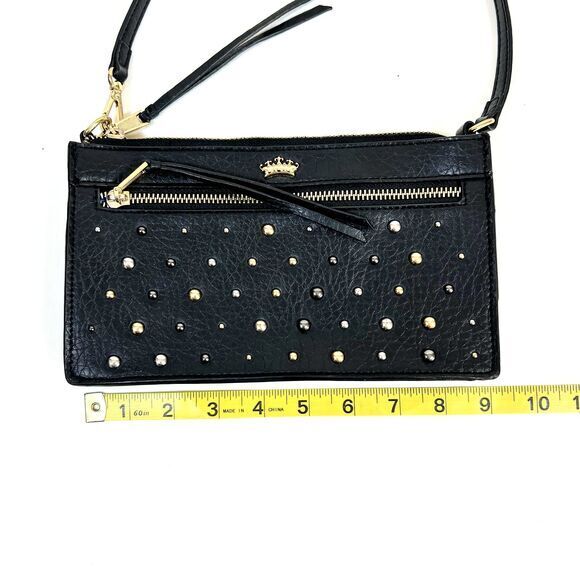 Juicy Couture Los Angeles Black Leather Studded Small Shoulder Bag Y2K‎ - Picture 6 of 11